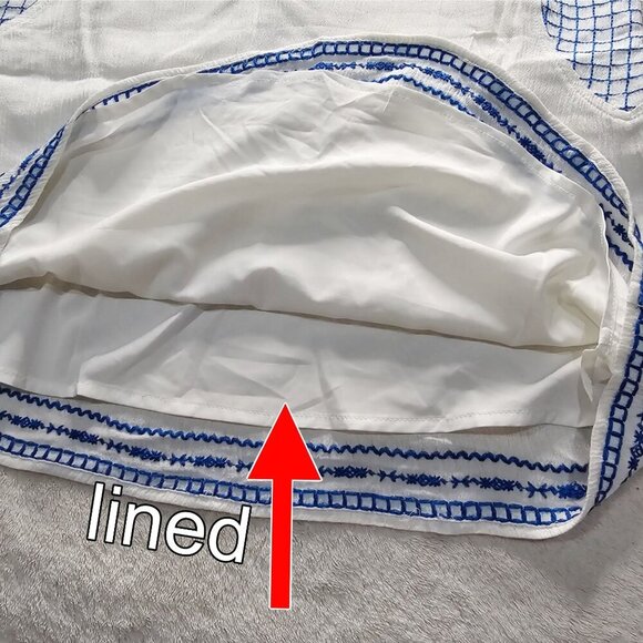 THML ✦ White Blue Embroidered Sleeveless Top ✦ Floral Hi-Low Hem Size XS NWT - Picture 11 of 16